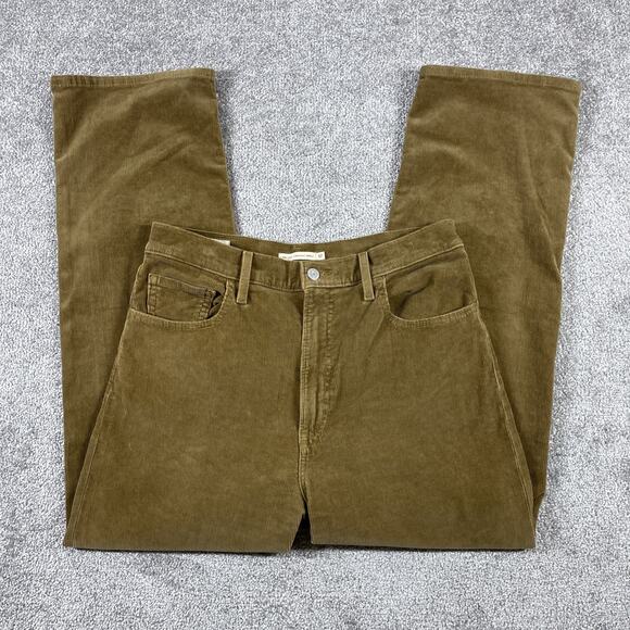 Levis Corduroy Pants Womens 32 x 28 Ribcage Straight Ankle Tan Brown - Picture 3 of 13